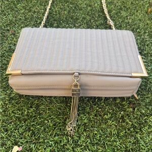 bebe Gray Crossbody Bag with Gold Details